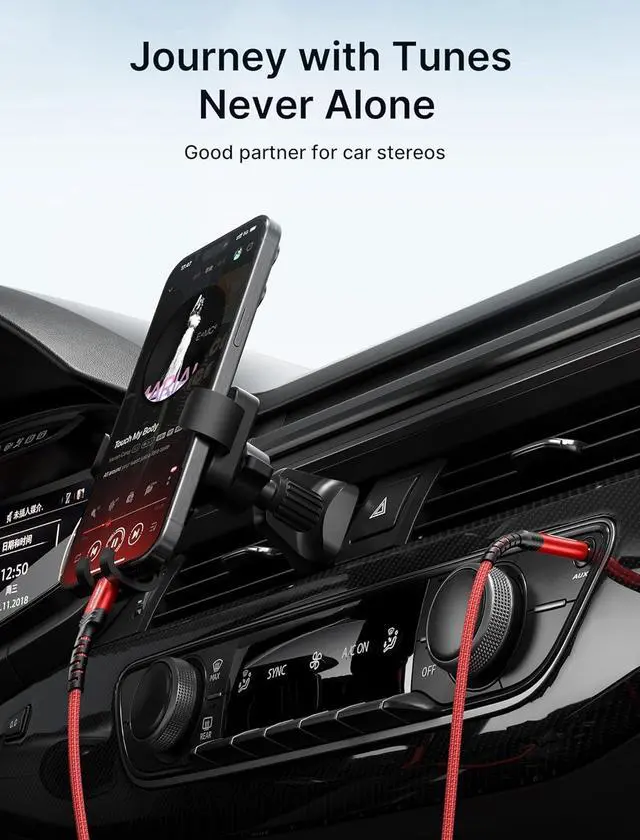 Alt view image 4 of 7 - USB C to 3.5mm Audio Aux Jack Cable Compatible with iPhone 16 Pro Max/15 Pro Max Plus [3.3ft] USB Type C to 3.5mm Headphone Stereo Cord Car for  Galaxy S24 S23 iPad Pro Pixel 9/8-Red