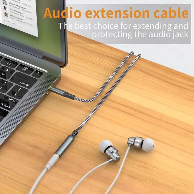 Alt view image 4 of 6 - Headphone Extension Cable [2-Pack 6.6ft Hi-Fi ] 3.5mm Extension AudioMale to Female Aux Adapter Hi-Fi Sound Stereo Extender Cord for Headset iPhone iPad Smartphones Tablets & More (Grey)