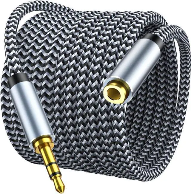 Main image of Headphone Extension Cable 10ft - 3.5mm Extension Cable Nylon Braided Aux Cord Extender for Smartphones Tablets Media Players (No Mic Support)