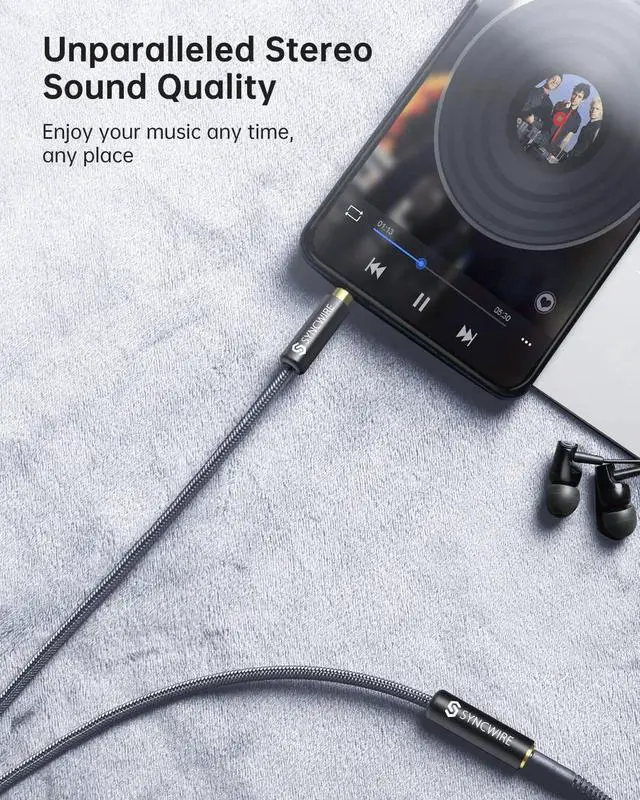 Alt view image 3 of 7 - Syncwire Headphone Extension Cable - 6FT [Hi-Fi Sound][Gold Plated Jack][TRS] Nylon-Braided 3.5mm Male to Female Audio Extension Cord Compatible with iPhone iPad Smartphone Tablets Media Players