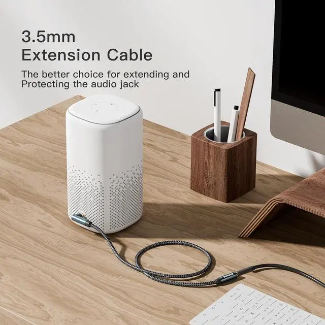 Alt view image 5 of 6 - 3.5mm Headphone Extension Cable 3FT Right Angle 3.5mm Male to Female Stereo Audio Extension Cable/90 Degree Right Angle Aux Cable for Smartphones Tablets Media Players