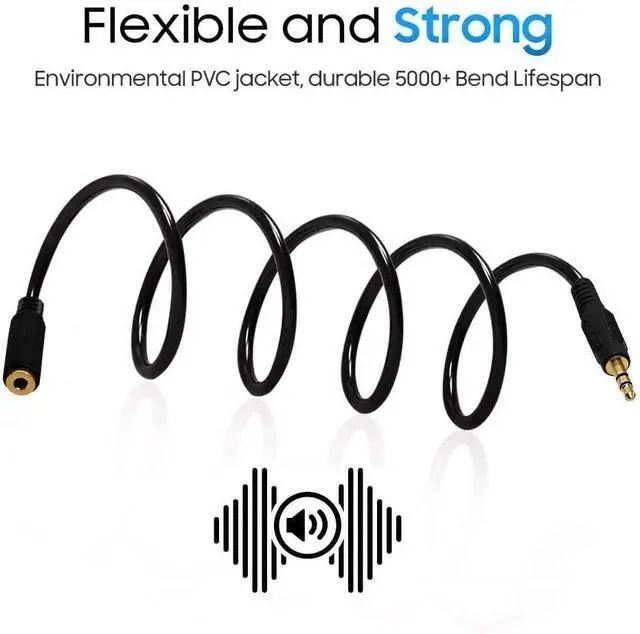 Alt view image 7 of 7 - - Headphone Extension Cable 6 Inches 3.5mm AUX Extension Cord Male to Female Stereo Audio Adapter Cable 1/8 TRS Aux Extender Cable - Black