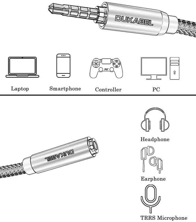 Alt view image 2 of 7 - 3.5mm Extension Cord (8 Feet/2.4Meters) TRRS 4-Pole Headphone Extension Male to Female Mic-Supported 3.5mm Audio Extender for Smartphones TV Cars Speaker Headset Microphones PC etc.