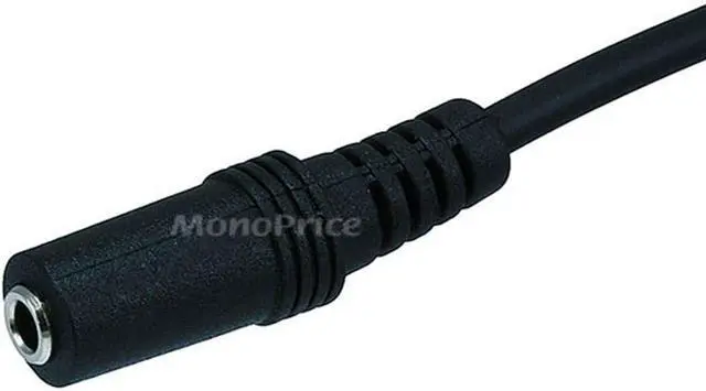 Alt view image 3 of 3 - 6ft 3.5mm Stereo Plug/Jack M/F Cable - Black