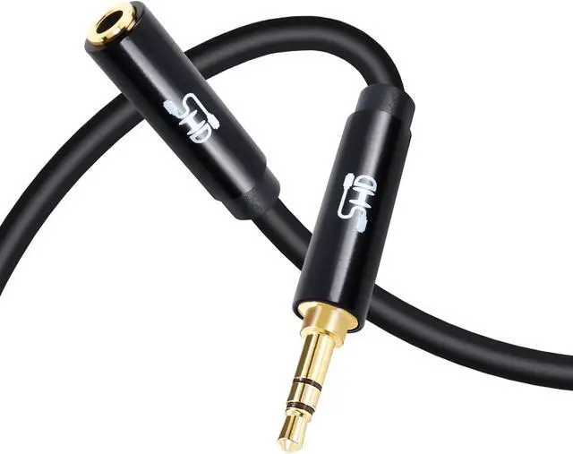 Alt view image 6 of 7 - Audio Extension Cable Male to Female 3.5mm Aux Stereo Cable 24K Gold Plated Step Down Design Metal Connectors with High Purity OFC Conductor Black-10Feet
