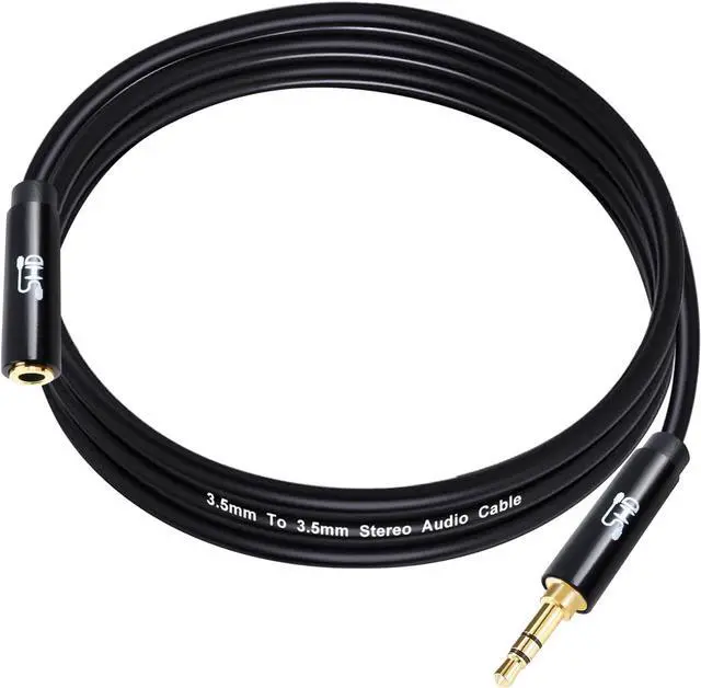 Alt view image 7 of 7 - Audio Extension Cable Male to Female 3.5mm Aux Stereo Cable 24K Gold Plated Step Down Design Metal Connectors with High Purity OFC Conductor Black-10Feet