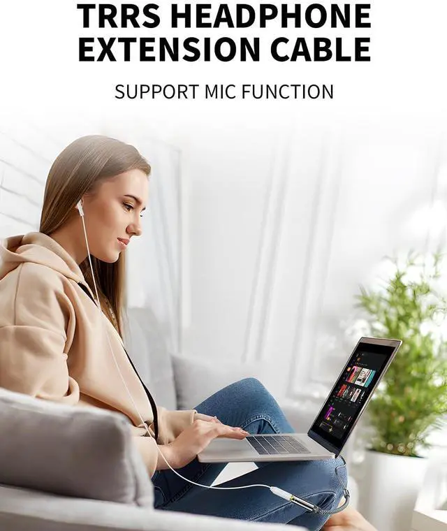 Alt view image 5 of 7 - Headphone Extension Cable 4FT 3.5mm TRRS Male to Female Audio Extension Cord with Magnetic Ring Supports Hi-Fi Sound Audio Stereo Jack AUX Extension Cable for TV Laptop Phone PS4 Xbox and More