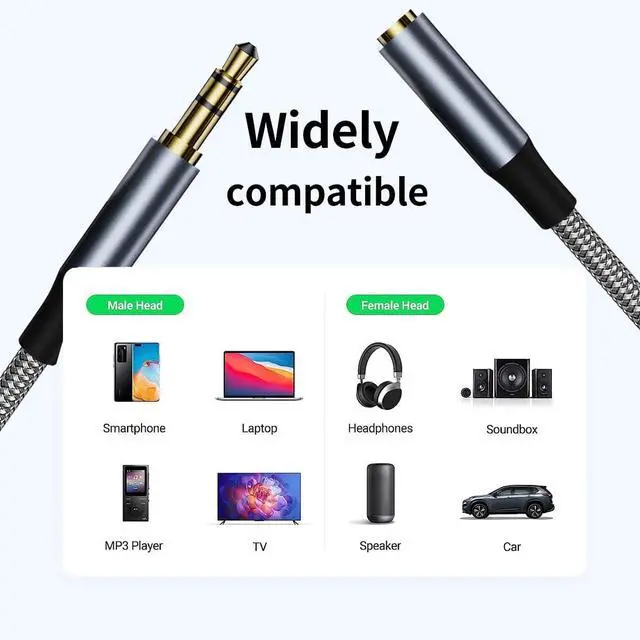 Alt view image 4 of 7 - Headphone Extension Cable 5M 3.5 AUX Extension Cable Male and Female 3.5mm Stereo Audio Extension Cable AUX Jack Auxiliary Cable Extension Cable Compatible with iPhone iPad Tablet Media Player etc