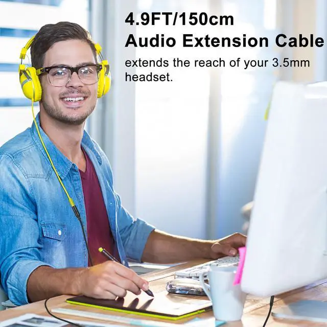Alt view image 4 of 7 - Headphone Extension Cable 3.5mm TRRS Male to TRRS Female Stereo Audio Cable with Microphone 4.9FT/150cm Aux Extension Cord Wire Compatible with Headphone Earphone Speaker to Smartphone Tablet Laptop