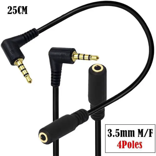 Alt view image 4 of 6 - 3.5mm 90 Degree Right Angle Male to Female Audio Extension Cable 25cm Adapter for Headphone or Smartphone