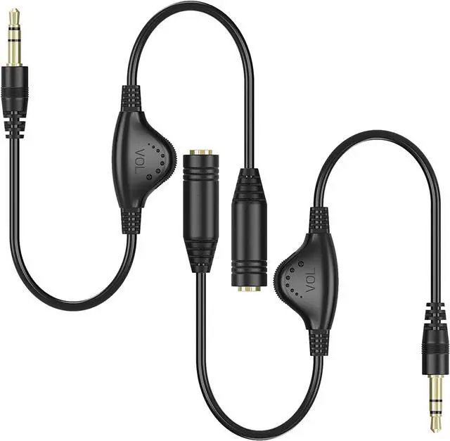 Main image of 3.5mm Headphone Extension Cables 2pcs 3.5mm Male to Female Stereo Audio Extension Cord with Volume Adjustment Control for Smartphone Tablets MP3 Players - 10inch