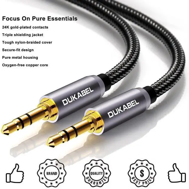 Alt view image 4 of 7 - Top Series 3.5mm AUX Cable Lossless Audio Gold-Plated Auxiliary Audio Cable Nylon Braided Male to Male Stereo Audio AUX Cord Car Headphones Phones Speakers Home Stereos (4 Feet /1.2 Meters)