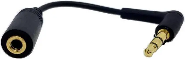 Alt view image 2 of 4 - AU901003AK 90 Degree Right Angled 3.5mm 3 Poles Audio Stereo Male to Female Extension Cable 10cm Black