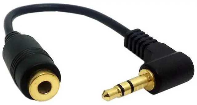 Main image of 90 Degree Right Angled 3.5mm 3poles Audio Stereo Male to Female Extension Cable 10cm Black
