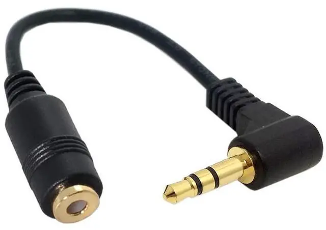 Alt view image 2 of 7 - 90 Degree Right Angled 3.5mm 3poles Audio Stereo Male to Female Extension Cable 10cm Black