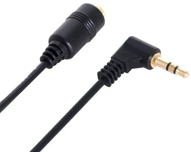 Alt view image 4 of 7 - 90 Degree Right Angled 3.5mm 3poles Audio Stereo Male to Female Extension Cable 10cm Black