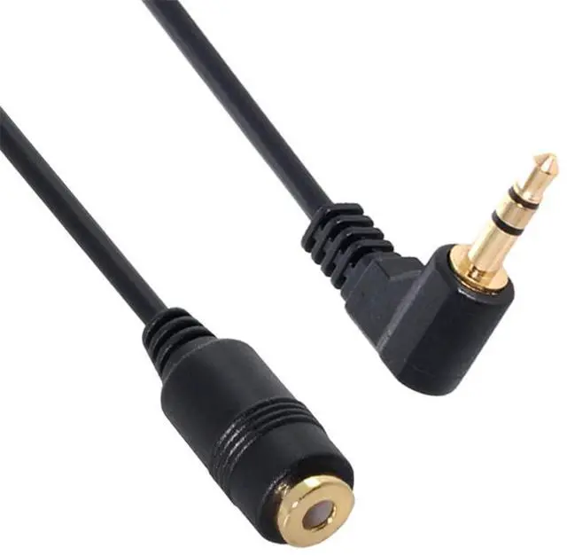 Alt view image 5 of 7 - 90 Degree Right Angled 3.5mm 3poles Audio Stereo Male to Female Extension Cable 10cm Black
