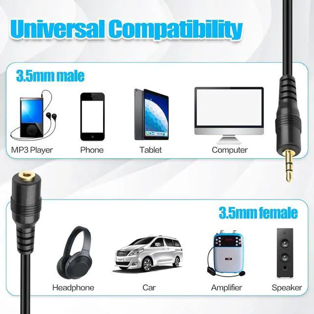 Alt view image 5 of 7 - 1.5M 5 Feet 3.5mm Jack Audio Stereo Earphone M/F Extension Cable Cord Male to Female