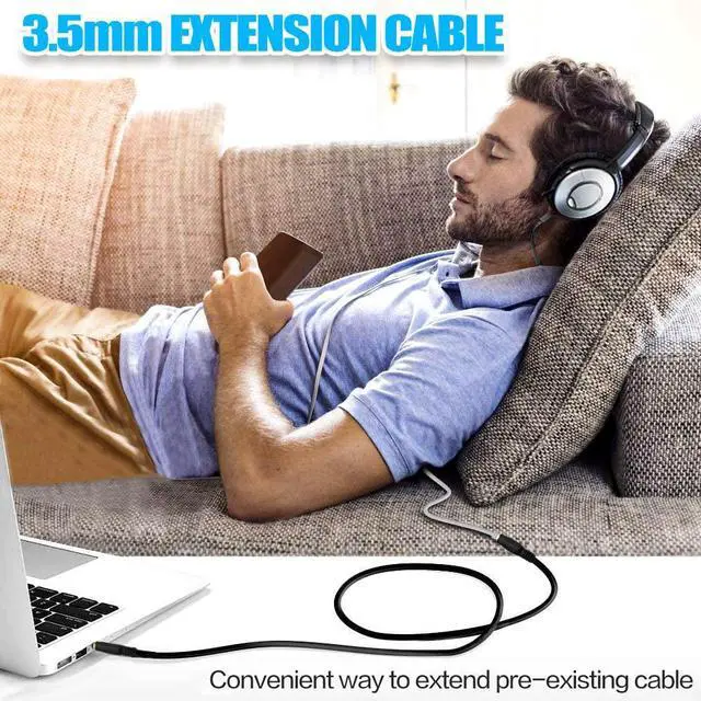 Alt view image 7 of 7 - 1.5M 5 Feet 3.5mm Jack Audio Stereo Earphone M/F Extension Cable Cord Male to Female