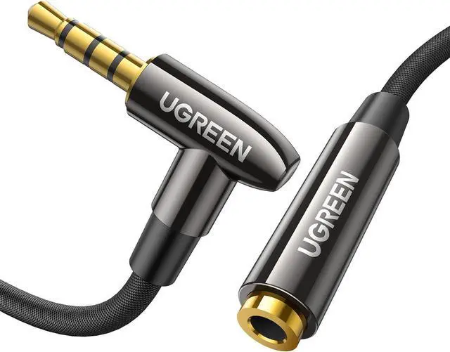 Main image of Headphone Extension Cable with MIC 4 Pole 3.5mm Extension TRRS Jack Stereo Extender Cord Right Angled Compatible with Gaming Headset Earphone Switch Lite PS4 TV PC Car Speaker 10FT