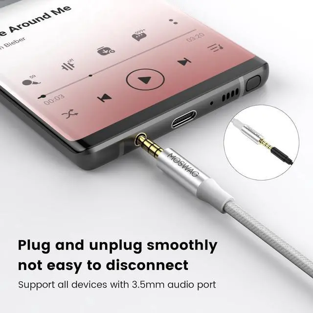 Alt view image 4 of 7 - MOWSAG 10FT/3Meter Long 3.5mm Extension TRRS 4-Pole Headphone Cable Male to Female Audio Cable Nylon Braided Compatible for Home/Car Stereos Smartphones Headphones Tablets Media Players and More