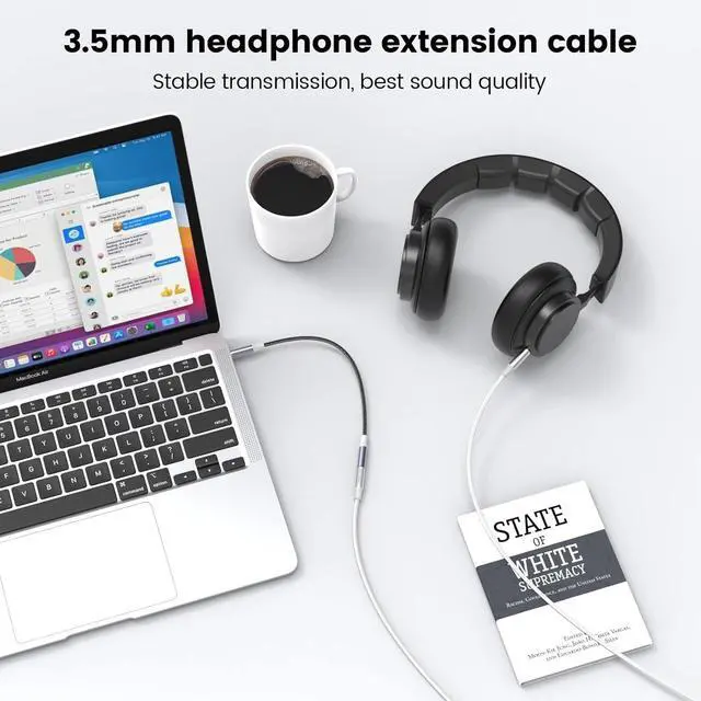 Alt view image 5 of 7 - MOWSAG 10FT/3Meter Long 3.5mm Extension TRRS 4-Pole Headphone Cable Male to Female Audio Cable Nylon Braided Compatible for Home/Car Stereos Smartphones Headphones Tablets Media Players and More
