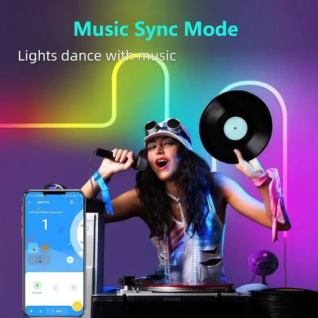 Alt view image 3 of 6 - RGB Smart IC LED Neon Strip Light 16.4ft 5M Flexible Waterproof LED Neon Rope Light with APP Control Music Sync Color Changing Led Strip Light for Bedroom Living Room Game Room Decor