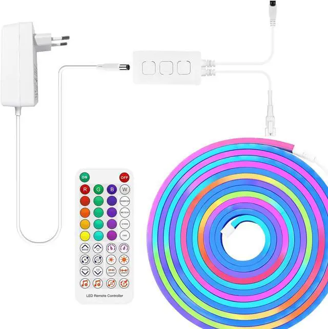 Alt view image 6 of 6 - RGB Smart IC LED Neon Strip Light 16.4ft 5M Flexible Waterproof LED Neon Rope Light with APP Control Music Sync Color Changing Led Strip Light for Bedroom Living Room Game Room Decor