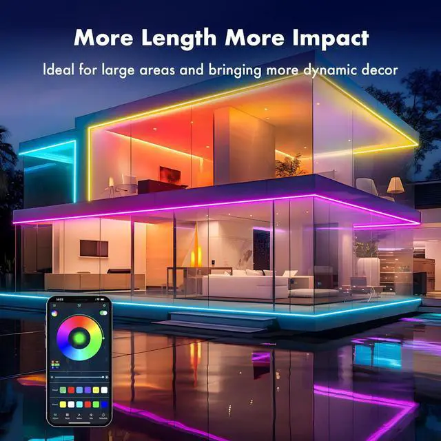 Alt view image 5 of 6 - Led Strip Lights TFZBA RGB 16.4FT Neon Rope Lights for Bedroom App+Remote Control Music Sync Color Changing Outdoor IP67 Waterproof for Bedroom Living Gaming Party Decoration