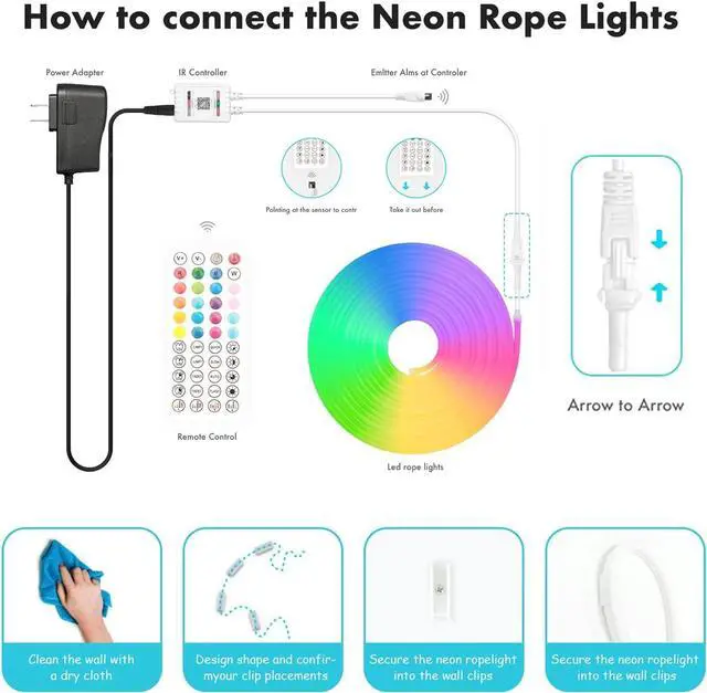 Alt view image 6 of 6 - Led Strip Lights TFZBA RGB 16.4FT Neon Rope Lights for Bedroom App+Remote Control Music Sync Color Changing Outdoor IP67 Waterproof for Bedroom Living Gaming Party Decoration