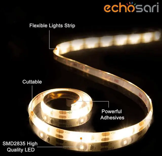 Alt view image 3 of 7 - Battery Powered Led Strip Lights with Remote Warm White 8 Modes Dimmable Timer Self-Adhesive Cuttable Waterproof 9.8FT 90Led Strip Lights for TV Kitchen Cupboard Bedroom Decor