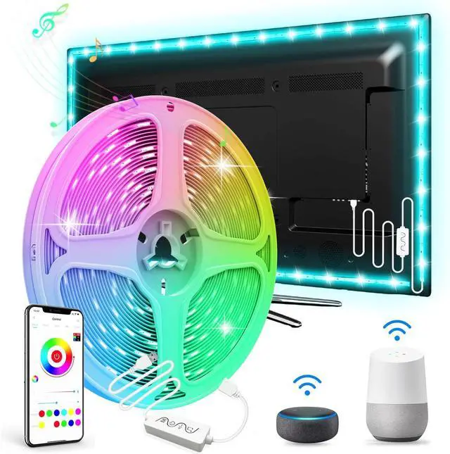 Main image of 16.4ft Smart LED Strip Lights WiFi LED Lights Strip Work with Alexa and Google Assistant RGB 16 Million Colors with App Control Music Sync LED Lights for Bedroom USB Led Lights for TV 45-75 Inch