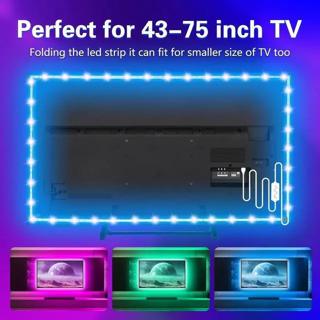 Alt view image 5 of 7 - 16.4ft Smart LED Strip Lights WiFi LED Lights Strip Work with Alexa and Google Assistant RGB 16 Million Colors with App Control Music Sync LED Lights for Bedroom USB Led Lights for TV 45-75 Inch