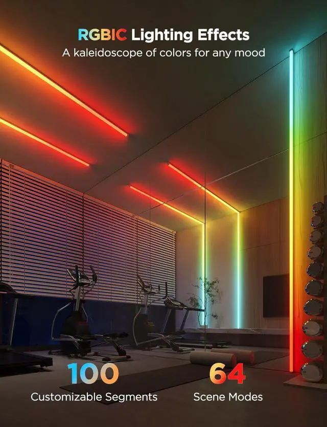 Alt view image 5 of 7 - RGBIC LED Strip Lights 32.8ft with Covers Smart Lights Work with Alexa and Google Assistant LED Diffuser Channel with LED Lights for Bedroom Skirting Lines Studio Cabinet