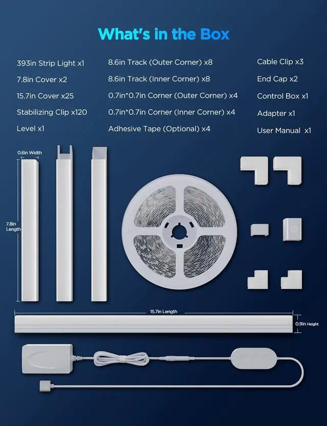 Alt view image 6 of 7 - RGBIC LED Strip Lights 32.8ft with Covers Smart Lights Work with Alexa and Google Assistant LED Diffuser Channel with LED Lights for Bedroom Skirting Lines Studio Cabinet