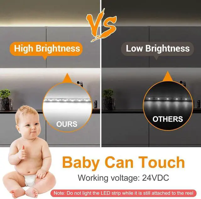 Alt view image 3 of 7 - White LED Strip Light 40 Feet 24 Volt LED Light Strip White 6000K-6500K Daylight Super Bright LED Tape Light for Bedroom Kitchen Closet Cabinet Mirror IndoorDimmer Included