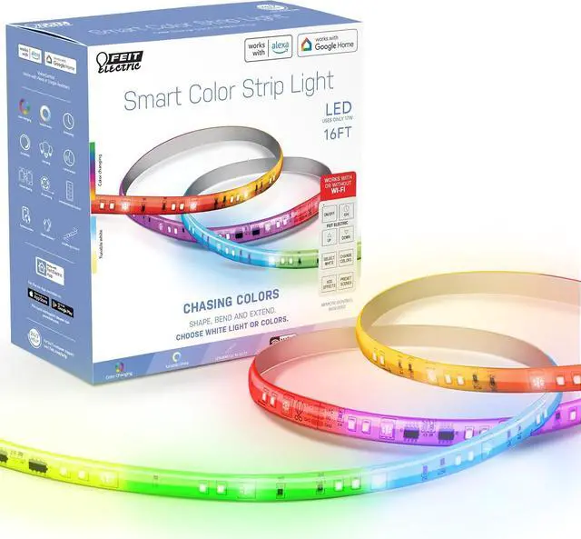 Main image of Smart Light Strip 16FT Ultrathin RGBW Color Chasing LED Light Strip 2.4GHz Wi-Fi Enabled Works with Alexa and Google Home Assistant Remote Control (0.4in x 192in) TAPE192/CHASE/AG