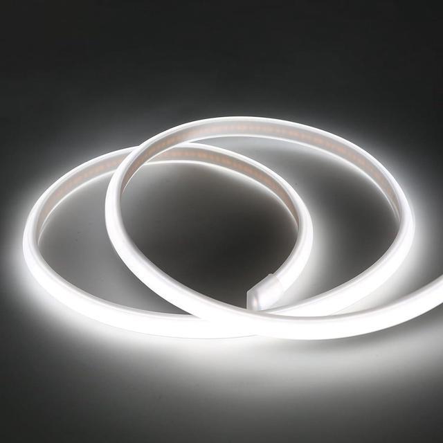 Main image of COB Led Strip Lights Waterproof IP67 AC 110V Light Stip 2M/6.56 ft Cuttable Flexible LED Lights 320LEDs/m 6000K Cold White with US Plug Indoor Rope Lights for Bedroom Ceiling Kitchen Cabinet Mirror