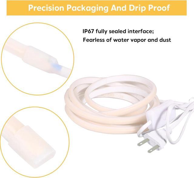 Alt view image 3 of 7 - COB Led Strip Lights Waterproof IP67 AC 110V Light Stip 2M/6.56 ft Cuttable Flexible LED Lights 320LEDs/m 6000K Cold White with US Plug Indoor Rope Lights for Bedroom Ceiling Kitchen Cabinet Mirror