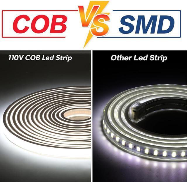 Alt view image 7 of 7 - COB Led Strip Lights Waterproof IP67 AC 110V Light Stip 2M/6.56 ft Cuttable Flexible LED Lights 320LEDs/m 6000K Cold White with US Plug Indoor Rope Lights for Bedroom Ceiling Kitchen Cabinet Mirror