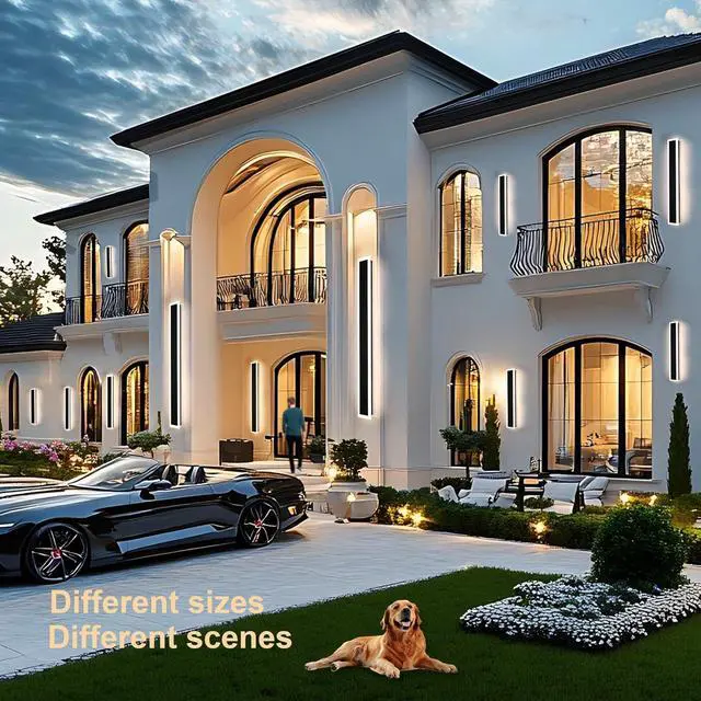 Alt view image 3 of 7 - 2 Pack-24inch Outdoor Long Modern LED Wall Light Waterproof IP65 Warm White Dimmable Led Wall Mount Lighting Fixture Rectangular Wall Sconce with Frosted White Acrylic