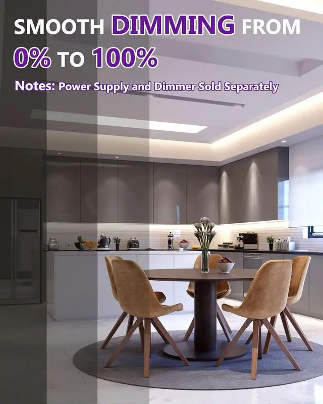 Alt view image 5 of 7 - COB LED Strip Lights Neutral White 4000K 16.4ft Premium High Density 24V Tape Light 2560LEDs 350+ LM/FT CRI 90+ IP30 Lighting for Kitchen Cabinets UL Listed(Power Source Not Included)
