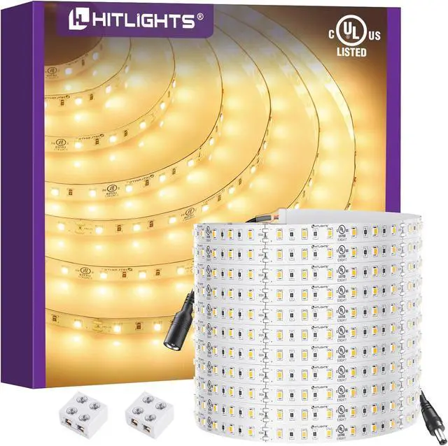 Main image of 24V LED Strip Lights Warm White 3000K 26.2ft Cuttable Tape Backed 3oz PCB UL Listed 1325 Lumen/m CRI>95 IP20 Lighting for Bedroom Kitchen Under Cabinets (Power Source Not Included)