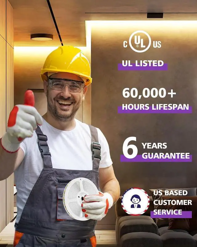 Alt view image 3 of 7 - 24V LED Strip Lights Warm White 3000K 26.2ft Cuttable Tape Backed 3oz PCB UL Listed 1325 Lumen/m CRI>95 IP20 Lighting for Bedroom Kitchen Under Cabinets (Power Source Not Included)