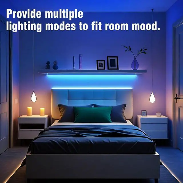 Alt view image 4 of 7 - 100ft RGB Led Strip Lights Color Changing Led Light Strips Kit with 24 Keys IR Remote Control Music Sync Lighting for Bedroom Room Home