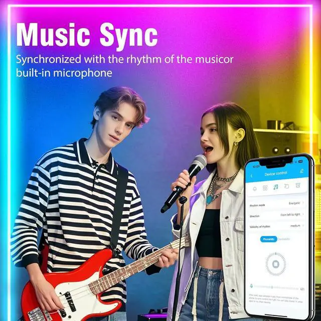 Alt view image 5 of 7 - 100ft RGB Led Strip Lights Color Changing Led Light Strips Kit with 24 Keys IR Remote Control Music Sync Lighting for Bedroom Room Home