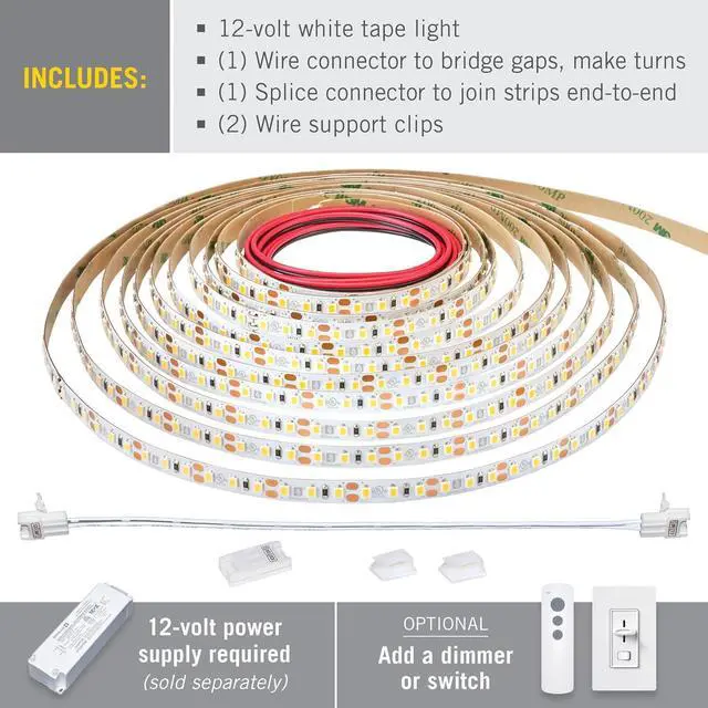Alt view image 2 of 7 - 143250 Ribbon Flex Pro 12-Volt White Tape Light 120 LEDs/Meter 32.8 ft 3000K