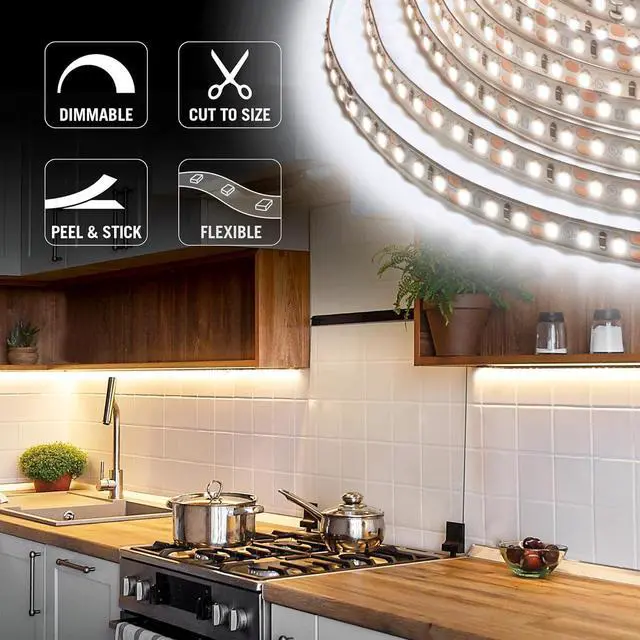 Alt view image 3 of 7 - 143250 Ribbon Flex Pro 12-Volt White Tape Light 120 LEDs/Meter 32.8 ft 3000K