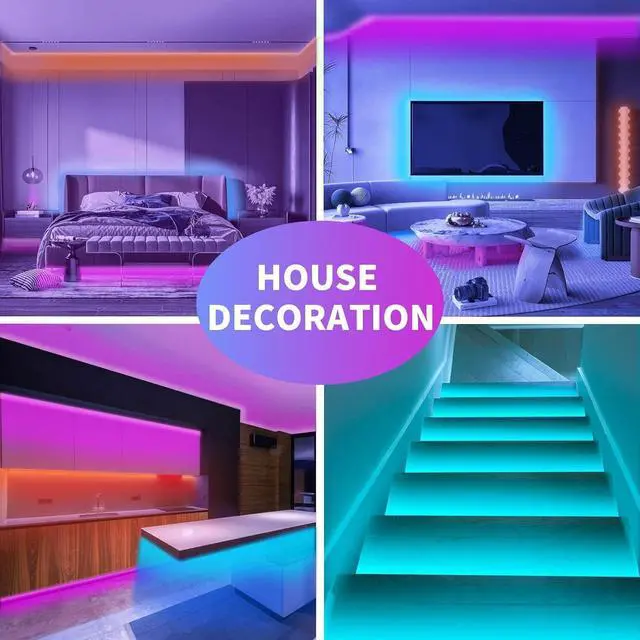 Alt view image 2 of 6 - 100ft Led Strip Lights RGB Music Sync Color Changing Bluetooth Led Lights with Smart App Control Remote Led Lights for Bedroom Room Lighting Flexible Home Décor