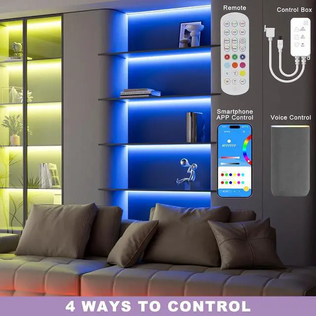 Alt view image 4 of 7 - RGB COB LED Strip Light 32.8ft/10m Color Changing Dimmable Super Bright Strip Light 24V Work with Alexa/Google Assistant/Tuya Multicolor Flexible Tape Light for TV Bedroom Party DIY Decoration